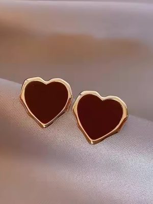 Vintage Enamel Red Love Heart - K011
