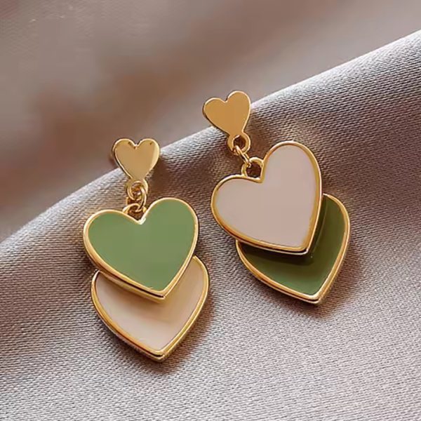 Green & White Double Heart - K016